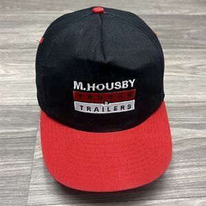 Vintage 90s M‎ Housby Truck Trailer Snapback Hat Black Red 18 Wheeler Trucker